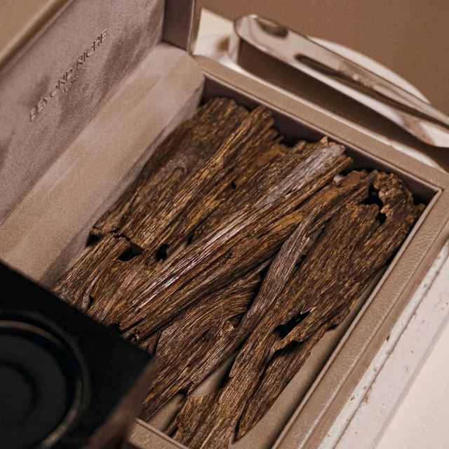 A box packed with long agarwood oud chips